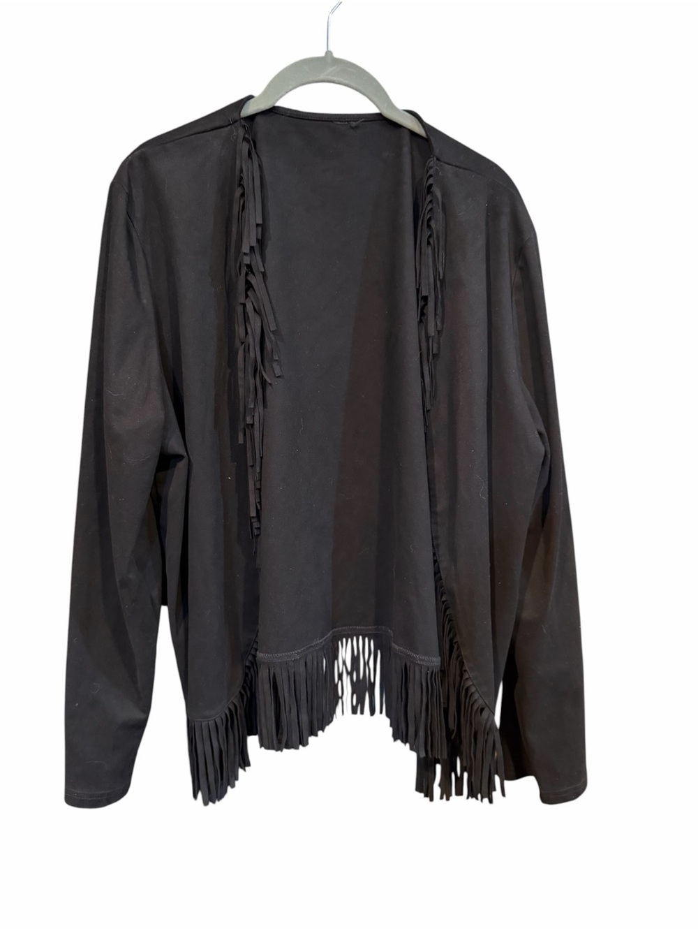 Black Fringe Open-Front Women's Jacket